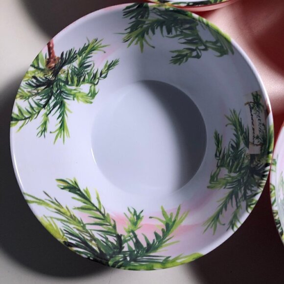 🛒 $8 4 Melamine Bowls Tropical Palmtree Dinnerware New #S - Picture 4 of 4